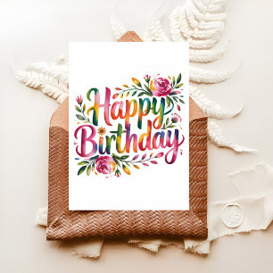 Elegant Watercolor Floral Happy Card