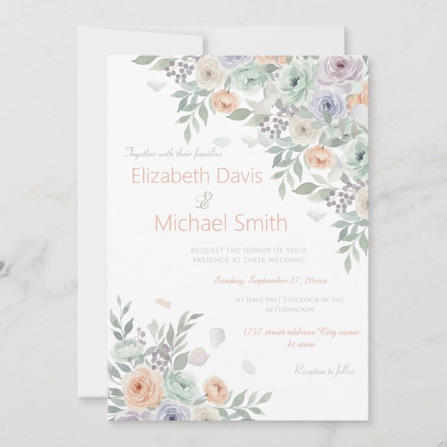 Elegant Watercolor Floral Invitation (Front)