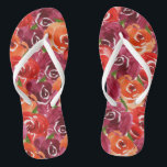 Elegant Watercolor Floral Jandals<br><div class="desc">Pink,  orange and deep purple floral watercolor design is fun a wedding party gift,  wedding day,  birthday gift or just treat yourself. MATCHING items in our store.</div>