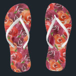 Elegant Watercolor Floral Jandals<br><div class="desc">Pink,  orange and deep purple floral watercolor design is fun a wedding party gift,  wedding day,  birthday gift or just treat yourself. MATCHING items in our store.</div>