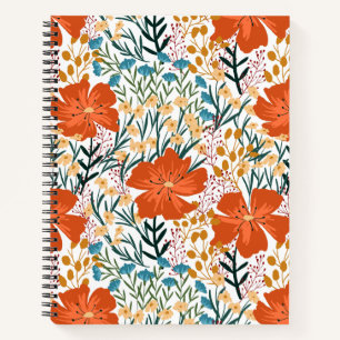 Elegant watercolor floral l Orange pattern Notebook