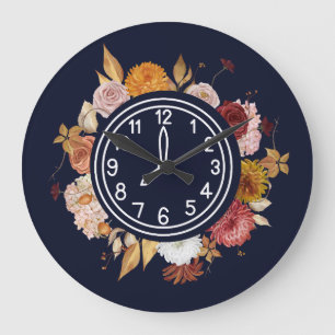 Elegant Watercolor Floral  Large Clock