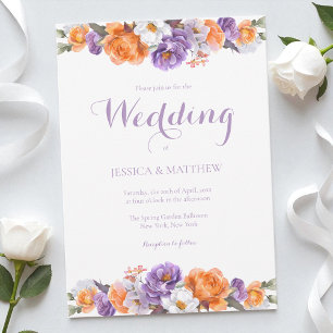 Elegant Watercolor Floral Lavender Purple Wedding Invitation