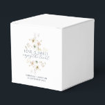 Elegant Watercolor Floral Love Is Sweet Wedding Favour Box<br><div class="desc">Delight your wedding guests with this elegant floral favour box featuring the romantic message Love is Sweet Enjoy the Treat. Perfect for your wee sweet treat this personalised box includes the couple's names and wedding date, beautifully accented with delicate watercolor botanical illustrations and navy blue typography. Ideal for rustic, garden,...</div>