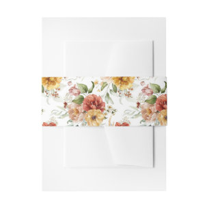 Elegant Watercolor Floral Modern Invitation Belly Band