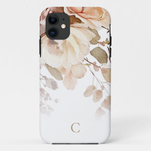 Elegant Watercolor Floral Monogram Case-Mate iPhone Case