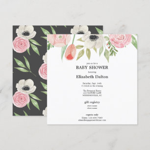 Elegant Watercolor Floral Neutral Baby Shower Invitation