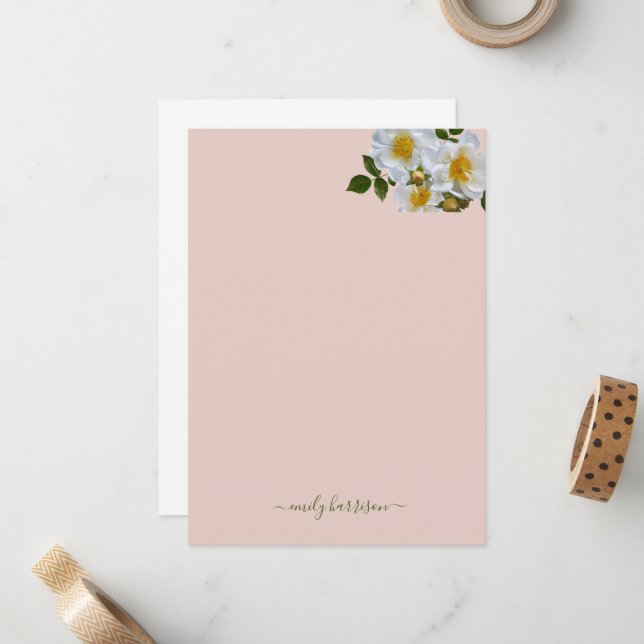  Elegant Watercolor Floral Note Card (Front/Back In Situ)
