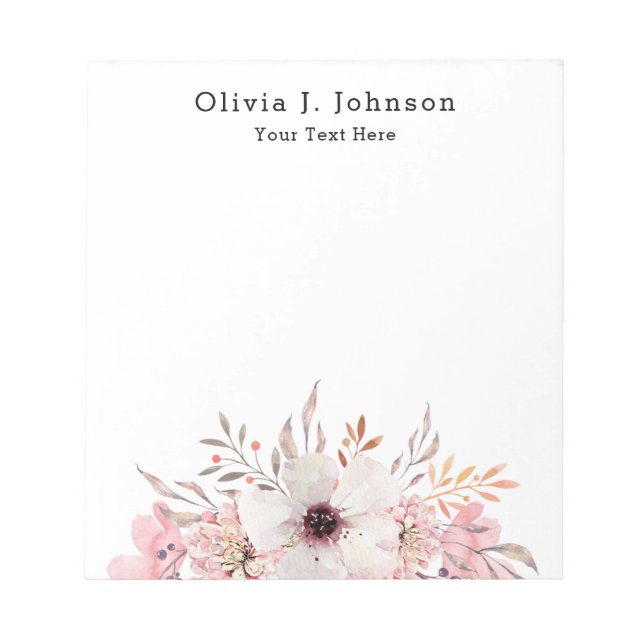 Elegant Watercolor Floral Notepad (Front)