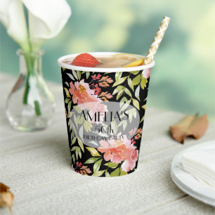 Elegant Watercolor Floral  Paper Cups