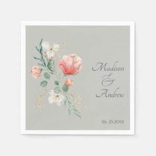 Elegant Watercolor Floral Paper Napkin