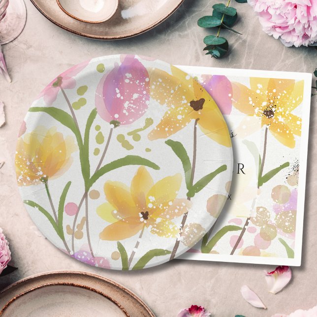 Elegant Watercolor Floral  Paper Plate (Creator Uploaded)