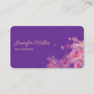 Elegant watercolor floral pastel violet business card
