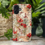 Elegant Watercolor Floral Pattern Personalised iPhone 16 Plus Case<br><div class="desc">Elegant Watercolor Floral Pattern Personalised Name iPhone 16 Plus Case features an elegant watercolor floral pattern in red,  green,  white and beige with with your name below in modern script typography. Perfect as a gift for Mother's Day,  birthday,  Christmas and more. Designed by ©2024 Evco Studio www.zazzle.com/store/evcostudio</div>