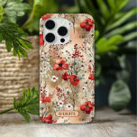 Elegant Watercolor Floral Pattern Personalised iPhone 15 Pro Max Case<br><div class="desc">Elegant Watercolor Floral Pattern Personalised Name iPhone Case features an elegant watercolor floral pattern in red,  green,  white and beige with with your name below in modern script typography. Perfect as a gift for Mother's Day,  birthday,  Christmas and more. Designed by ©2024 Evco Studio www.zazzle.com/store/evcostudio</div>
