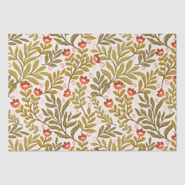 Elegant Watercolor Floral Pattern Tissue Paper (Front)