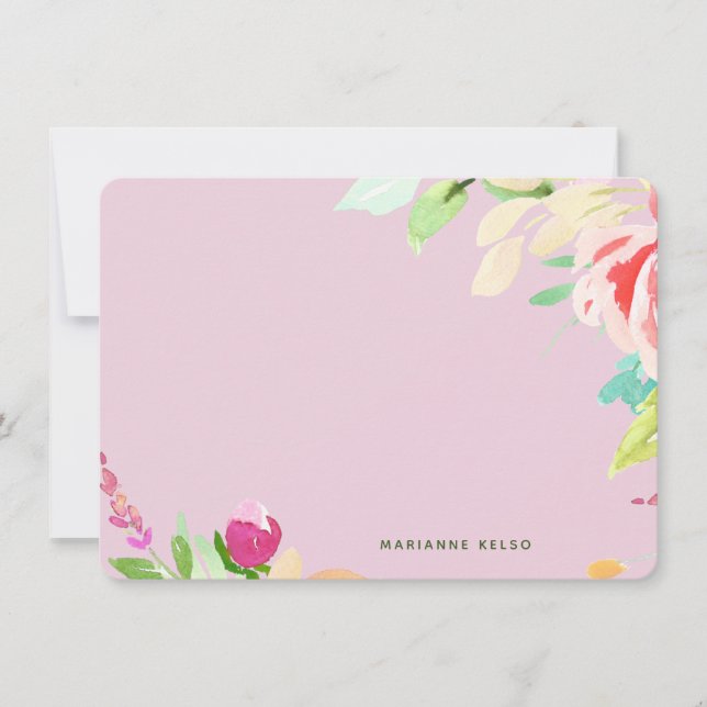 Elegant Watercolor Floral Personalised Fuchsia  Card (Front)