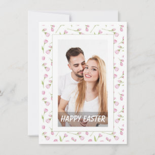 Elegant Watercolor Floral Photo Happy Easter Holiday Card