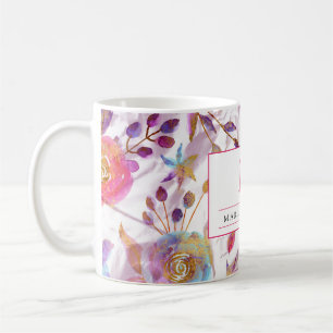 Elegant watercolor floral Pink and white   Coffee Mug