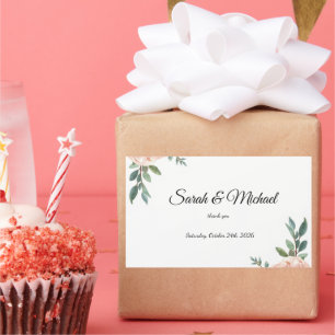 Elegant Watercolor Floral Pink Roses Wedding Invit Rectangular Sticker