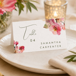 elegant watercolor floral place card