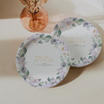 Elegant Watercolor Floral Purple Bridal Shower Paper Plate<br><div class="desc">This collection highlights the beauty of delicate purple orchids and graceful watercolor greenery leaves, beautifully accompanied by an elegant calligraphy font. To personalise the details, simply click on "Personalise." You have the freedom to customise every element, effortlessly adjusting the position of text and images, as well as modifying the size,...</div>