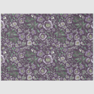 Elegant Watercolor Floral Purple Tissue Paper