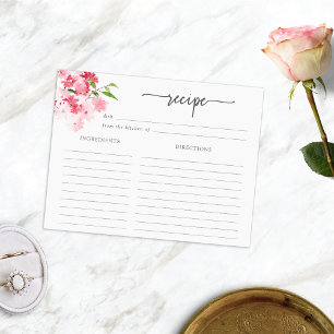 Elegant Watercolor Floral Recipe Card