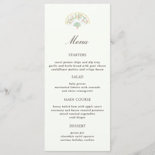 Elegant Watercolor Floral Rococo Wedding Menu