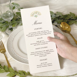 Elegant Watercolor Floral Rococo Wedding Menu