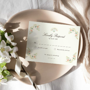 Elegant Watercolor Floral Rococo Wedding RSVP Card