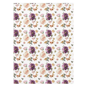 Elegant Watercolor Floral Roses Pink Purple Tablecloth