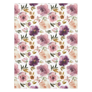 Elegant Watercolor Floral Roses Pink Purple Tablecloth