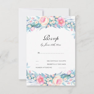 Elegant Watercolor Floral RSVP Card