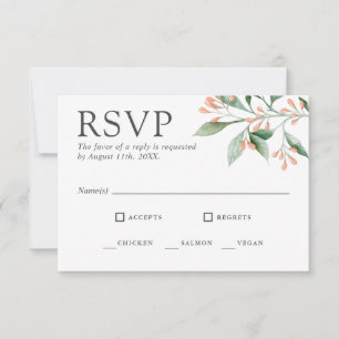 Elegant Watercolor Floral RSVP with Entrees Card