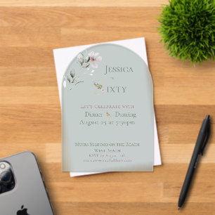 Elegant Watercolor Floral Sage 60th Birthday Acrylic Invitations