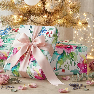 Elegant Watercolor Floral – Seamless Pink Roses Wrapping Paper
