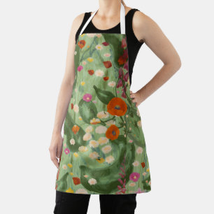 Elegant Watercolor Floral Spring Wildflower Patter Apron