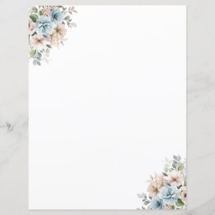 Elegant Watercolor Floral Stationery Paper