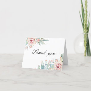 Elegant watercolor floral succulents birthday thank you card