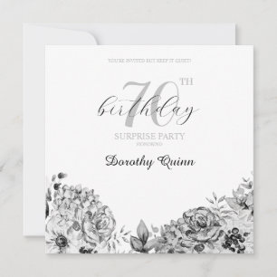 Elegant Watercolor Floral Surprise Birthday Party Invitation