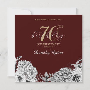 Elegant Watercolor Floral Surprise Birthday Party Invitation