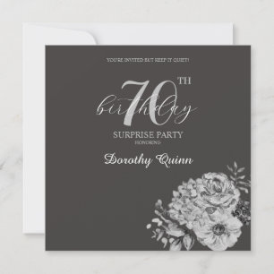 Elegant Watercolor Floral Surprise Birthday Party Invitation