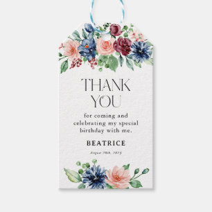 Elegant Watercolor Floral Thank You Birthday Favou Gift Tags