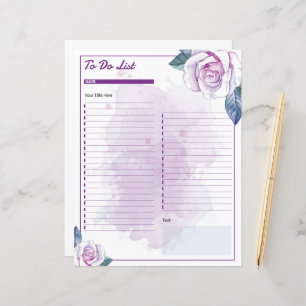 Elegant Watercolor Floral To-Do List Template