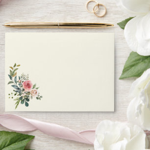 Elegant Watercolor Floral Wedding Envelope