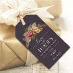 Elegant Watercolor Floral Wedding Favour Gift Tags<br><div class="desc">Favour tags with love and thanks and your details in chic lettering feature dramatic watercolor flowers in pink and gold with beautiful greenery on a dark purple brown background. Perfect for bridal showers favours,  wedding favours or any wedding event and more. MATCHING items in our store.</div>