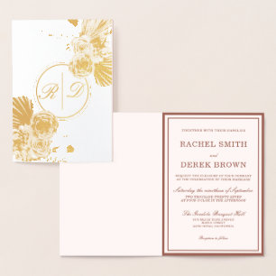 Elegant Watercolor Floral Wedding Foil Invitation