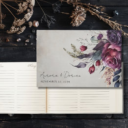 Elegant Watercolor Floral Wedding Guest Book