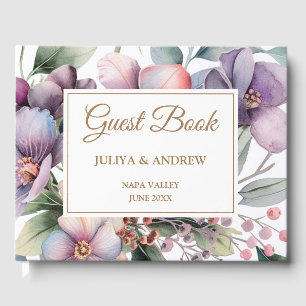 Elegant watercolor floral wedding  guest book